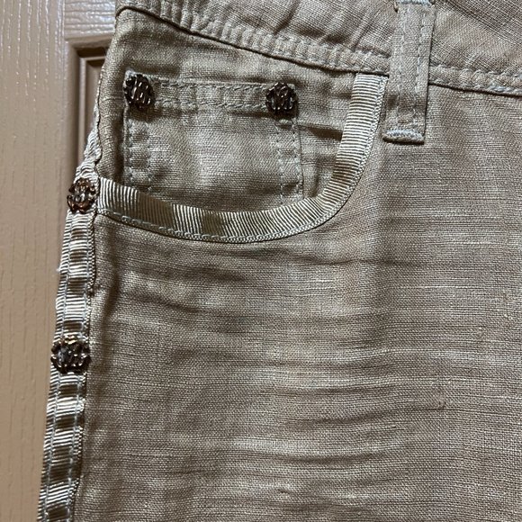 ❣️NWOT❣️  Roberto Cavalli Beige/Gold Linen Pants Vintage Made in Italy S… - Picture 7 of 16